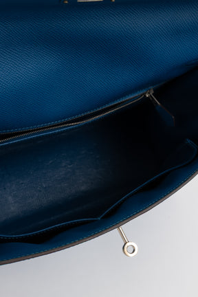 Kelly 35 Sellier Blue Epsom Leather with Palladium Hardware