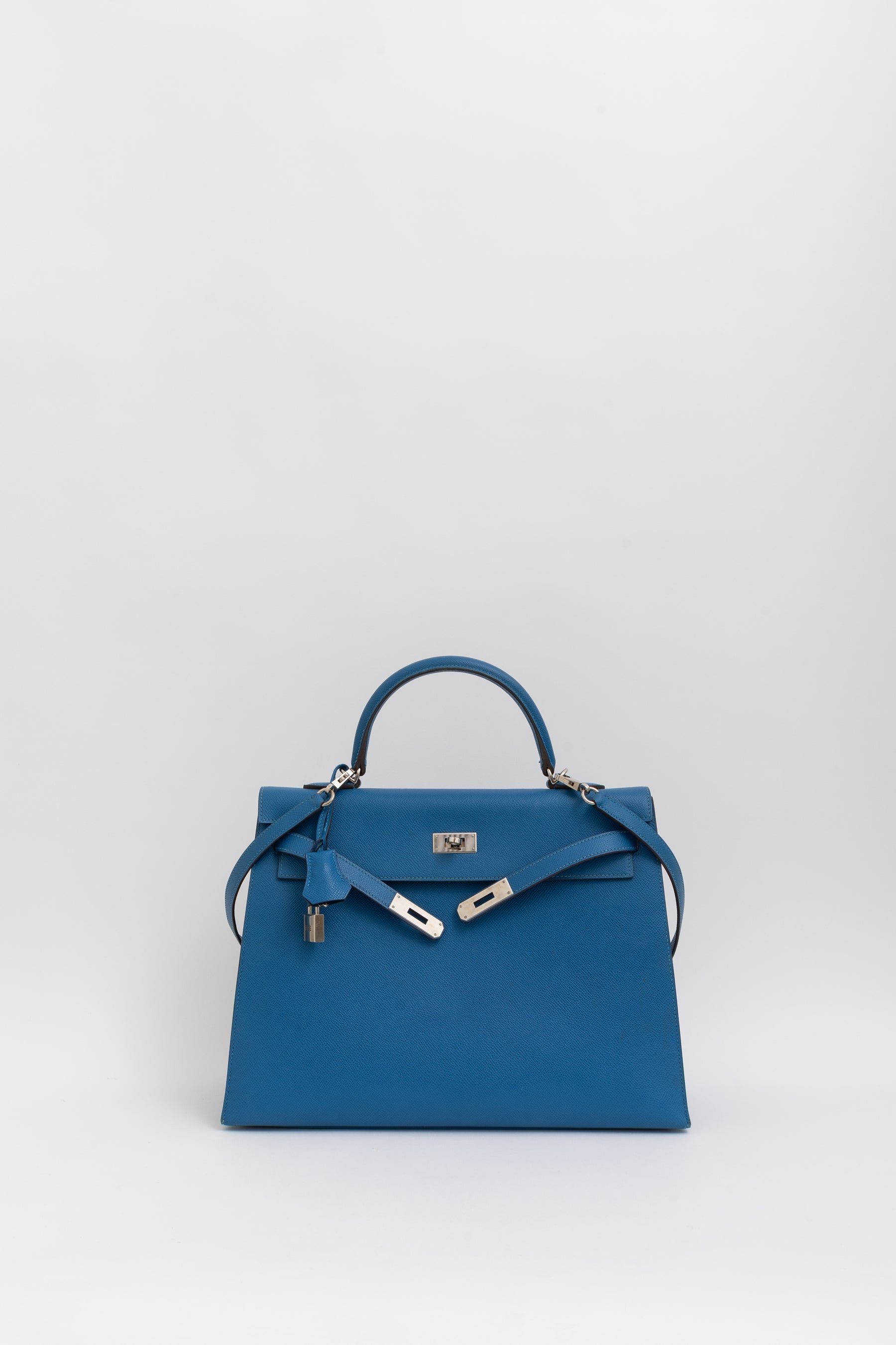 Kelly 35 Sellier Blue Epsom Leather with Palladium Hardware