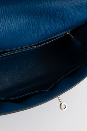 Kelly 35 Sellier Blue Epsom Leather with Palladium Hardware
