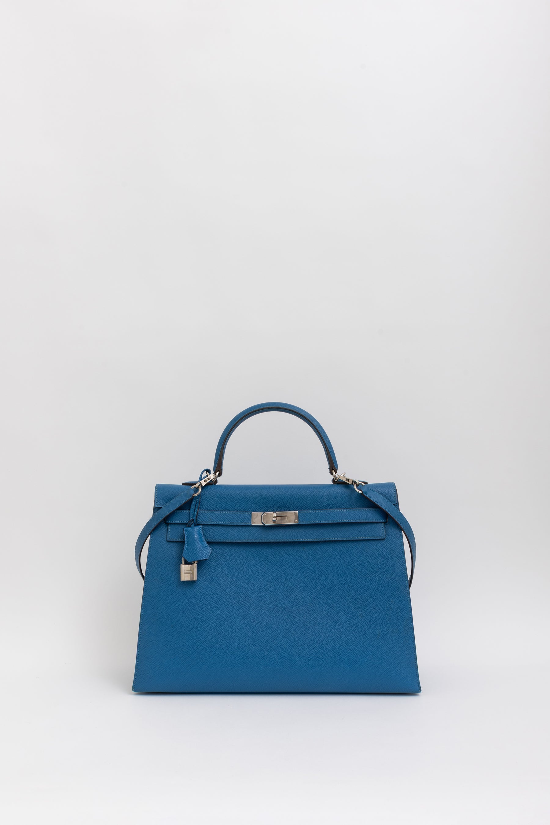 Kelly 35 Sellier Blue Epsom Leather with Palladium Hardware