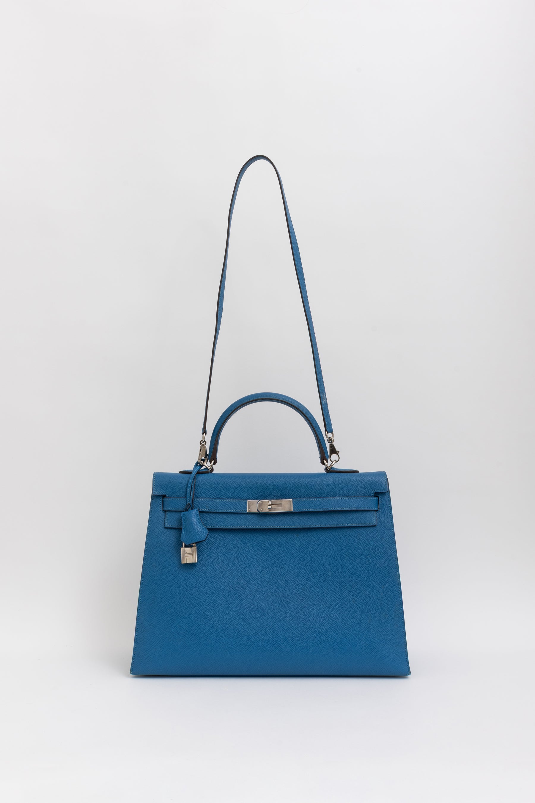 Kelly 35 Sellier Blue Epsom Leather with Palladium Hardware