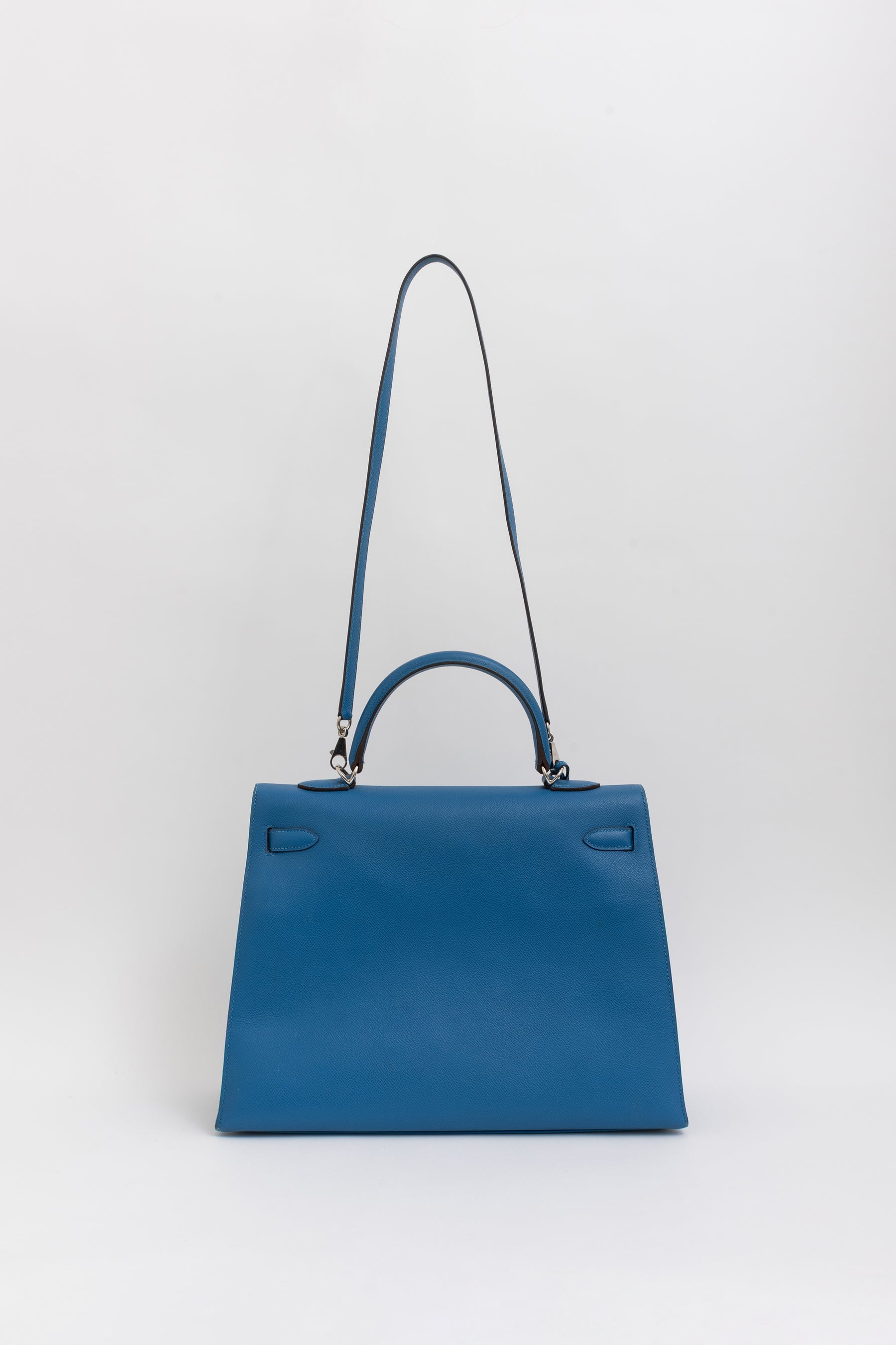 Kelly 35 Sellier Blue Epsom Leather with Palladium Hardware
