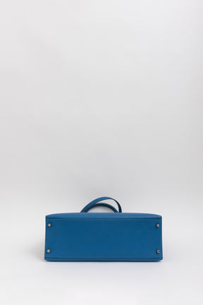 Kelly 35 Sellier Blue Epsom Leather with Palladium Hardware