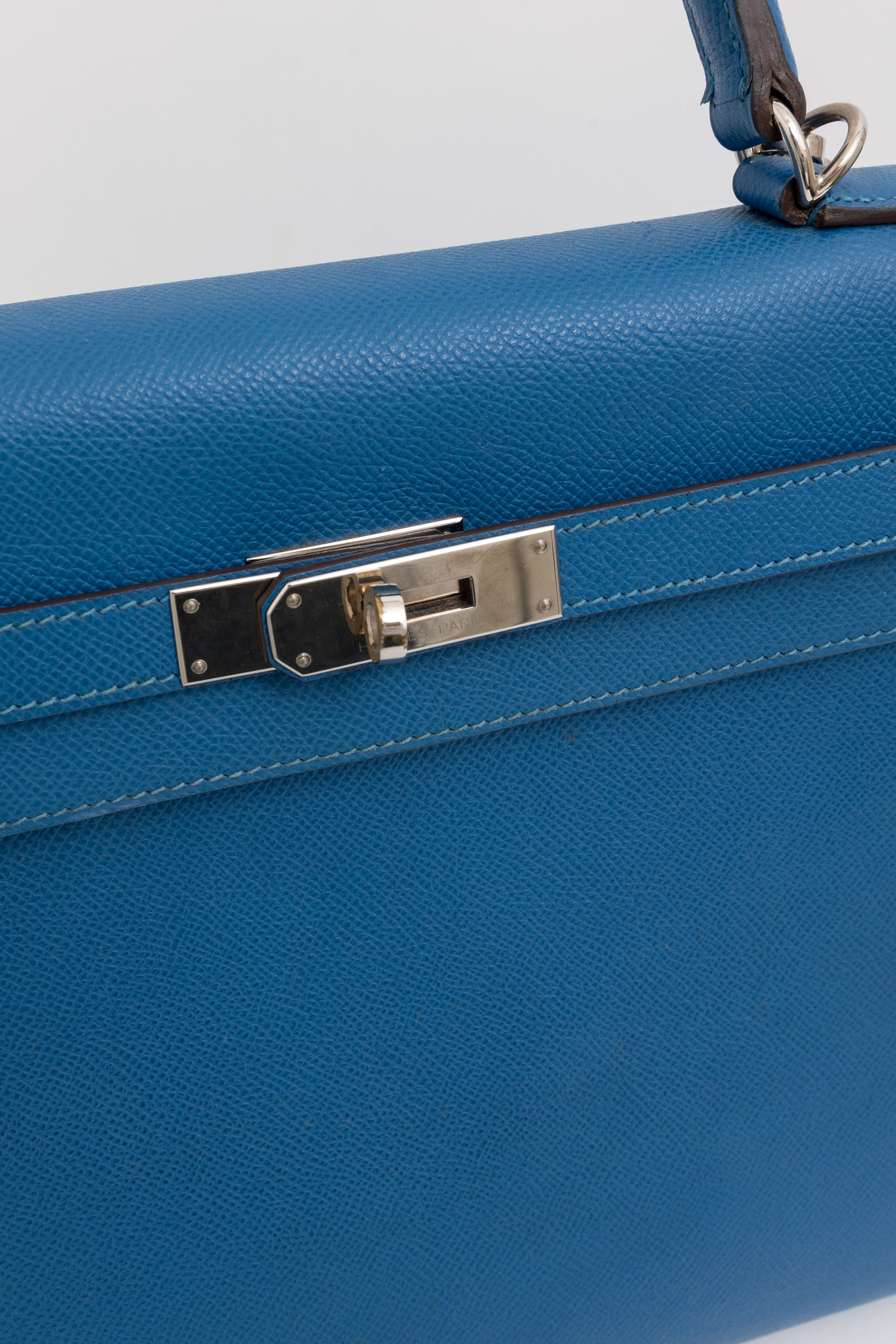 Kelly 35 Sellier Blue Epsom Leather with Palladium Hardware