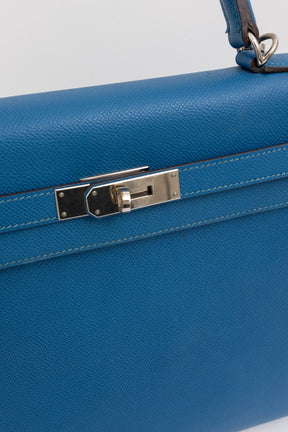 Kelly 35 Sellier Blue Epsom Leather with Palladium Hardware