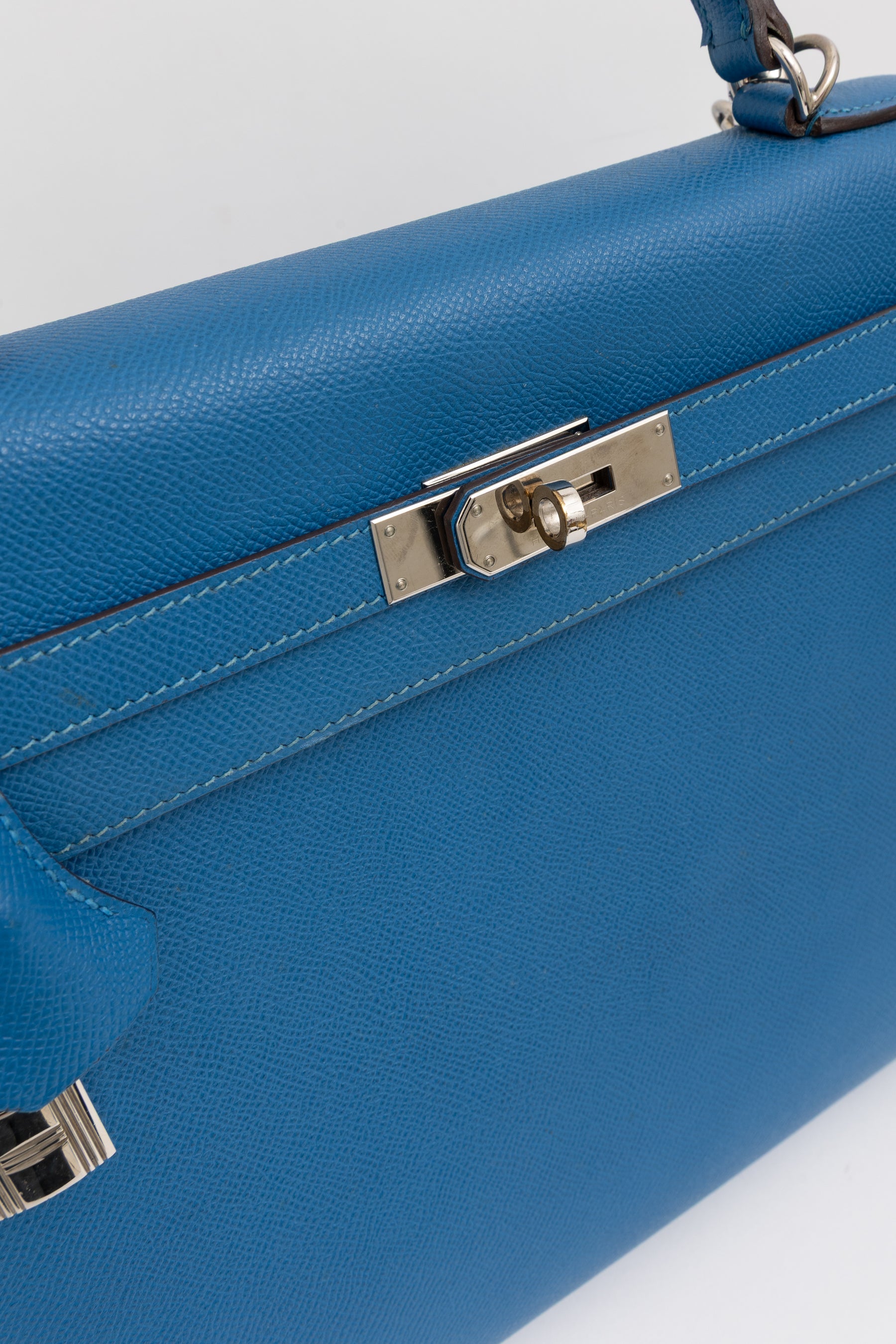 Kelly 35 Sellier Blue Epsom Leather with Palladium Hardware