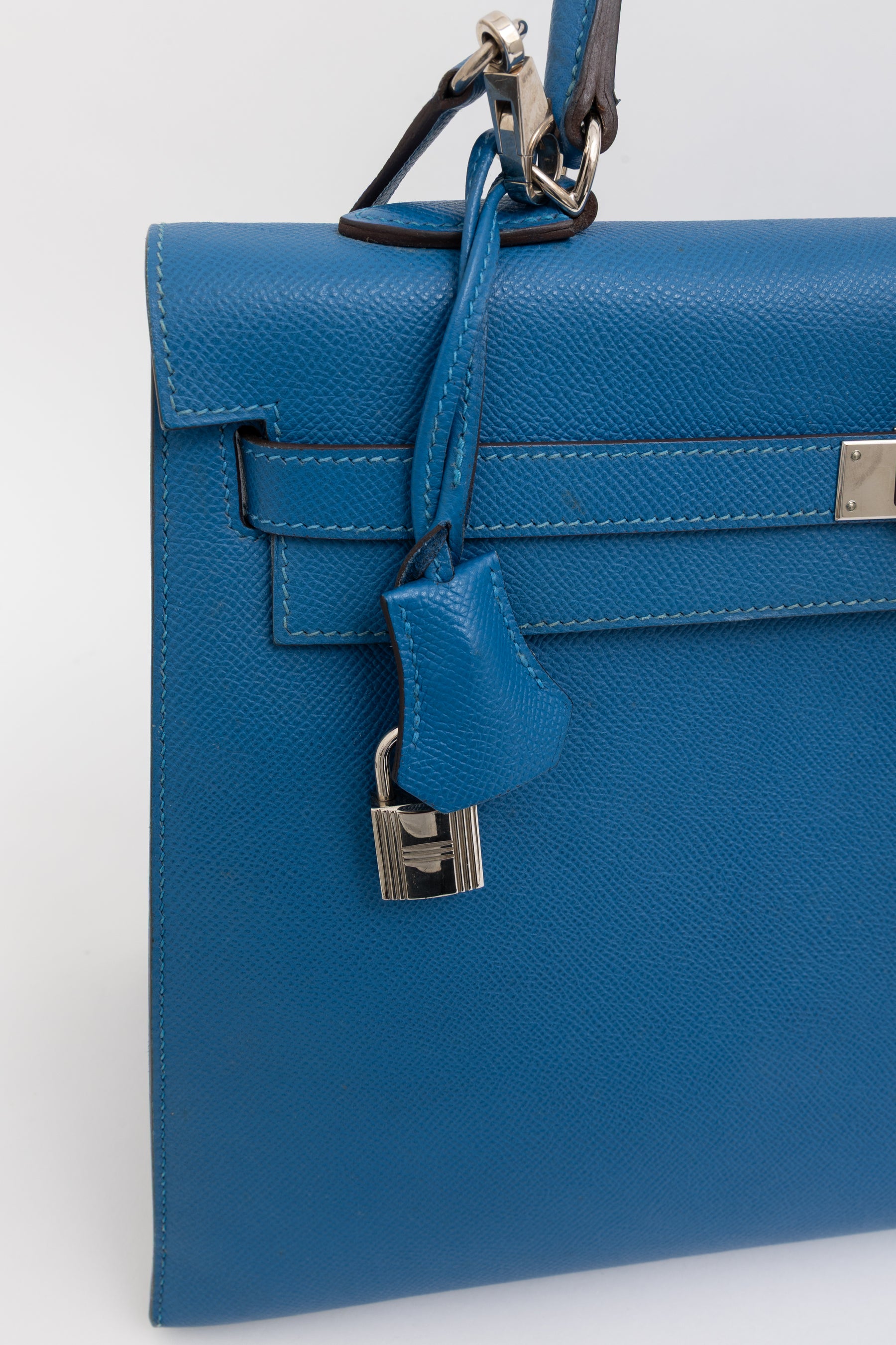 Kelly 35 Sellier Blue Epsom Leather with Palladium Hardware