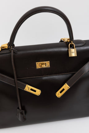 Kelly 35 Retourne Brown Box Leather
