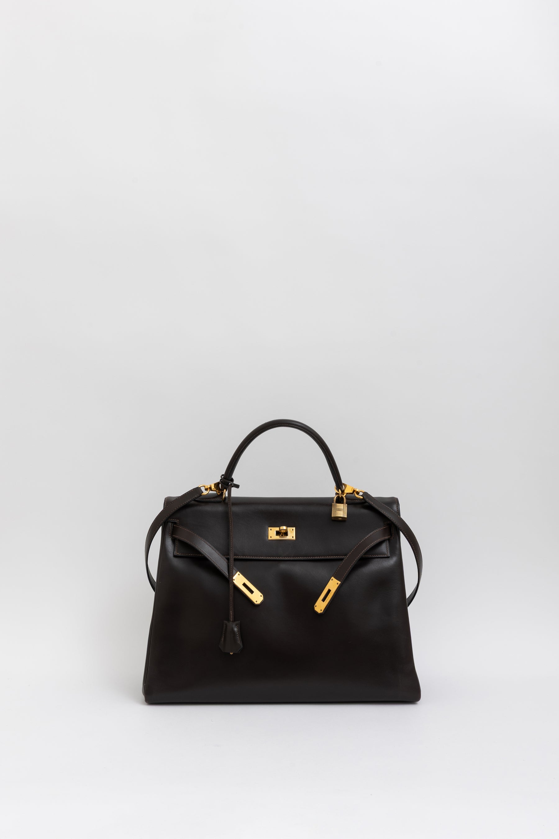 Kelly 35 Retourne Brown Box Leather
