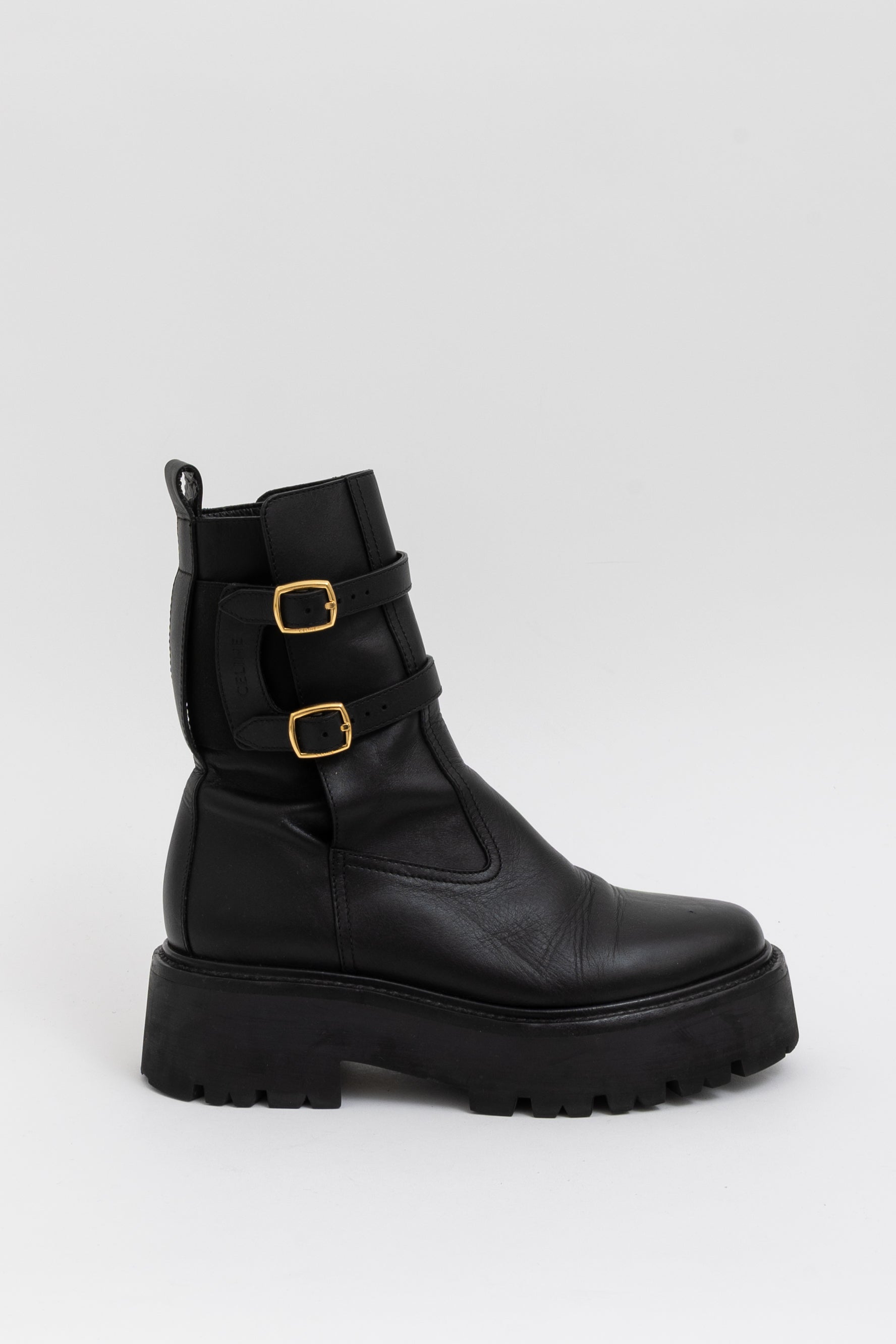Bulky Buckled Medium Boots