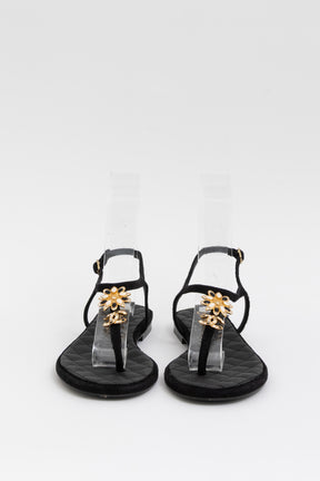 Quilted Floral Strappy Sandals