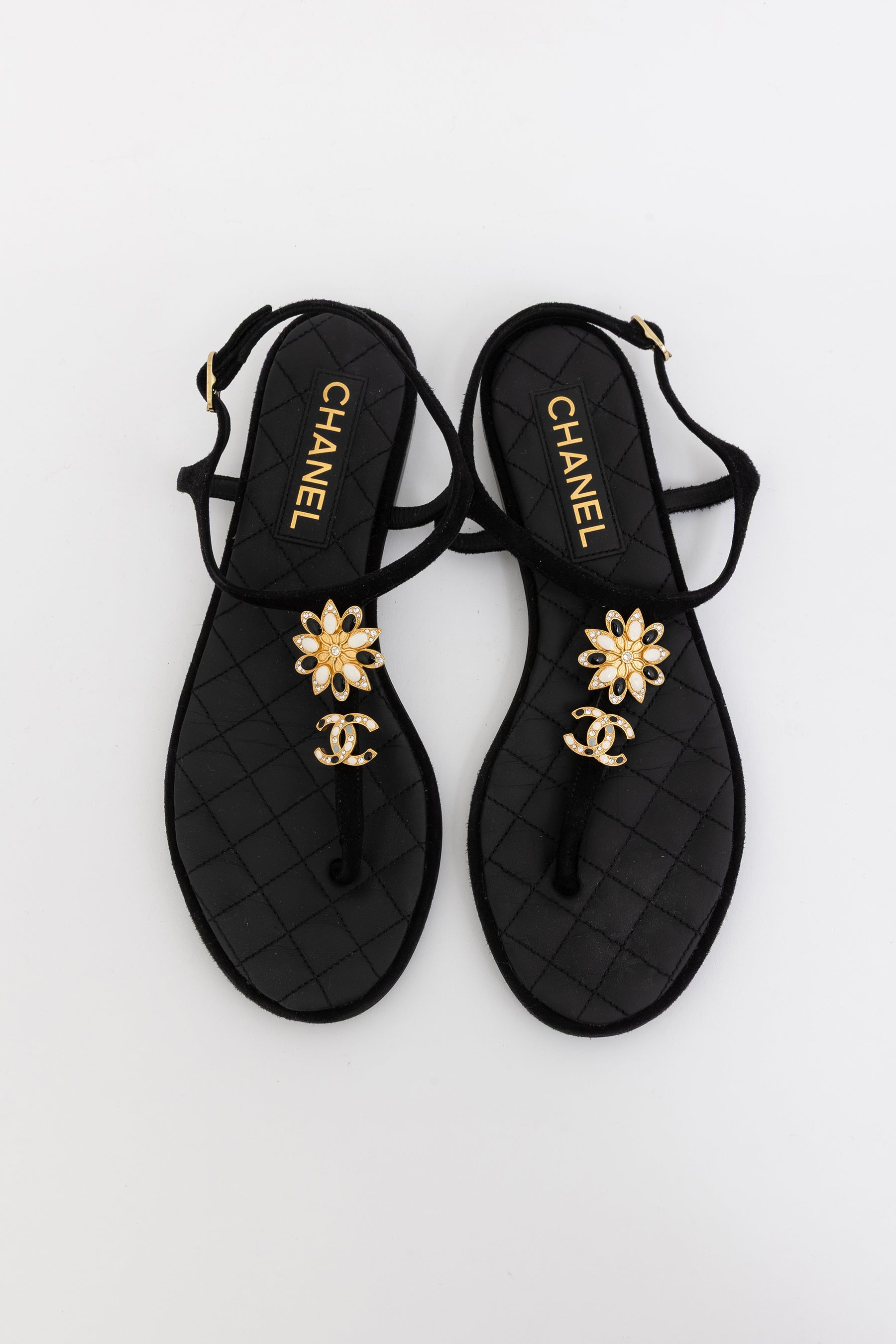 Quilted Floral Strappy Sandals
