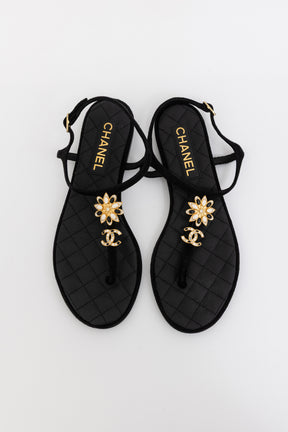 Quilted Floral Strappy Sandals