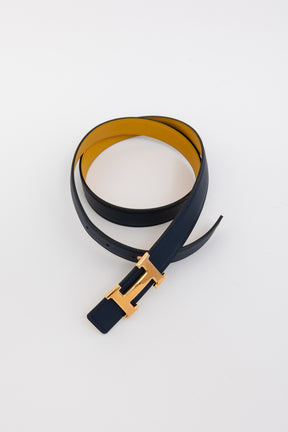 H Belt Buckle & Reversible Leather Strap