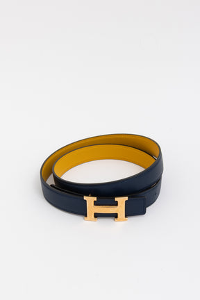 H Belt Buckle & Reversible Leather Strap