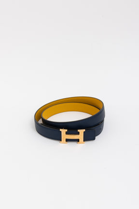 H Belt Buckle & Reversible Leather Strap