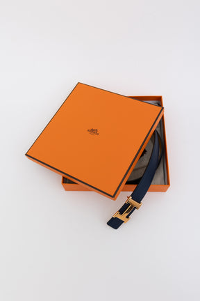 H Belt Buckle & Reversible Leather Strap