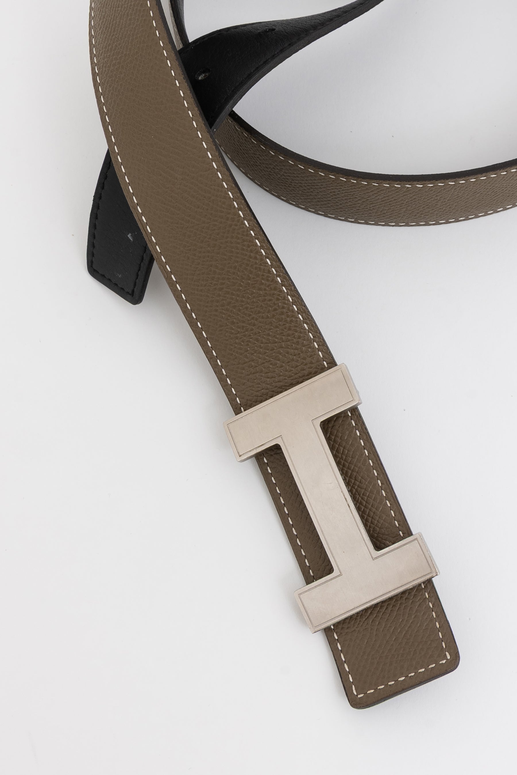 H Belt Buckle & Reversible Leather Strap