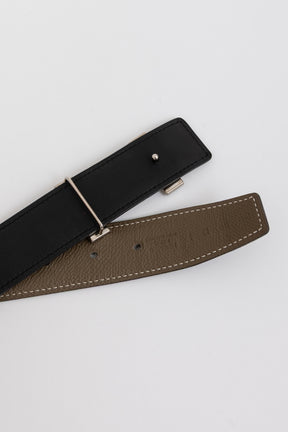 H Belt Buckle & Reversible Leather Strap