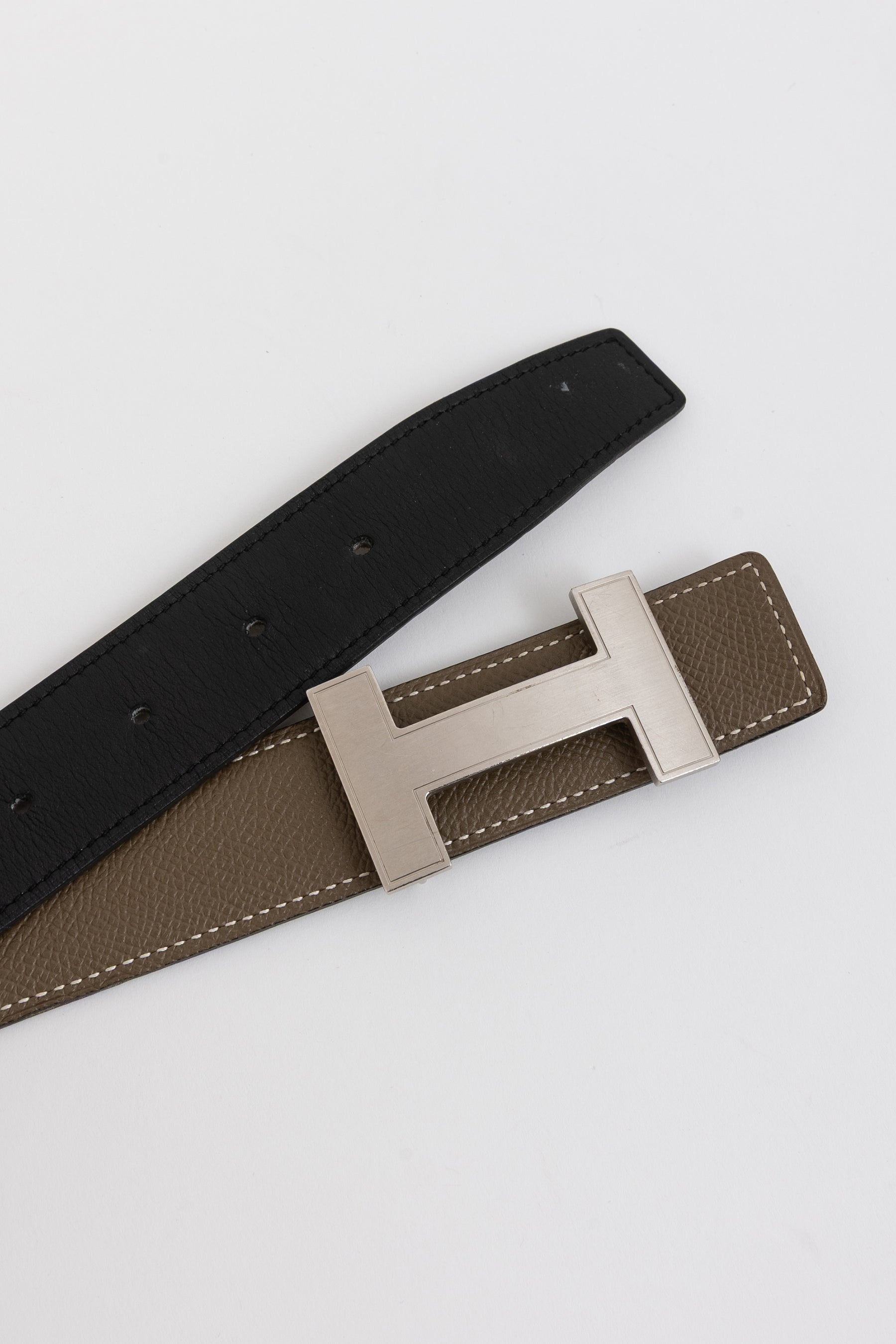H Belt Buckle & Reversible Leather Strap