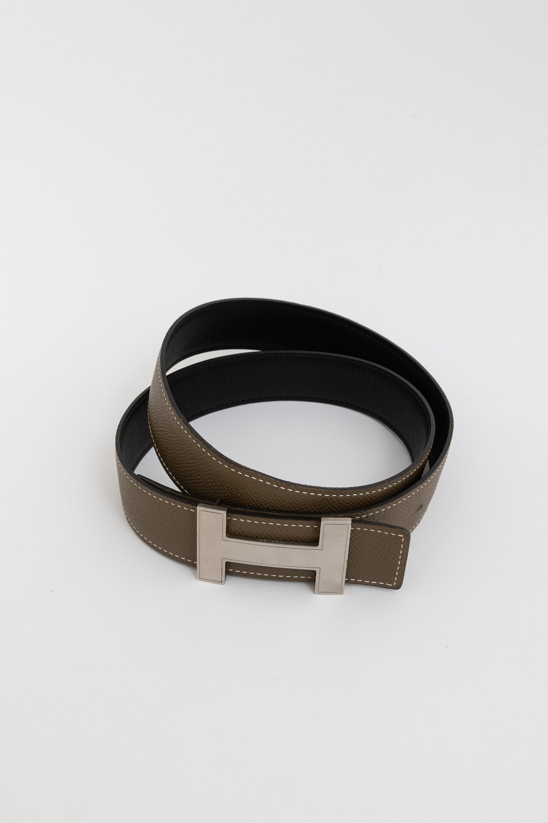 H Belt Buckle & Reversible Leather Strap