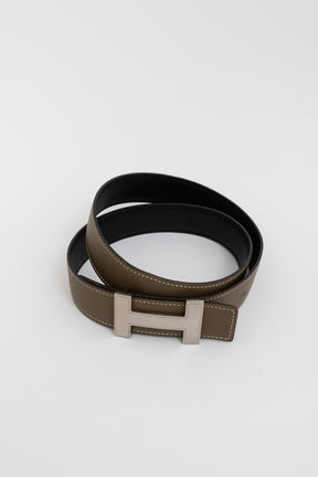 H Belt Buckle & Reversible Leather Strap