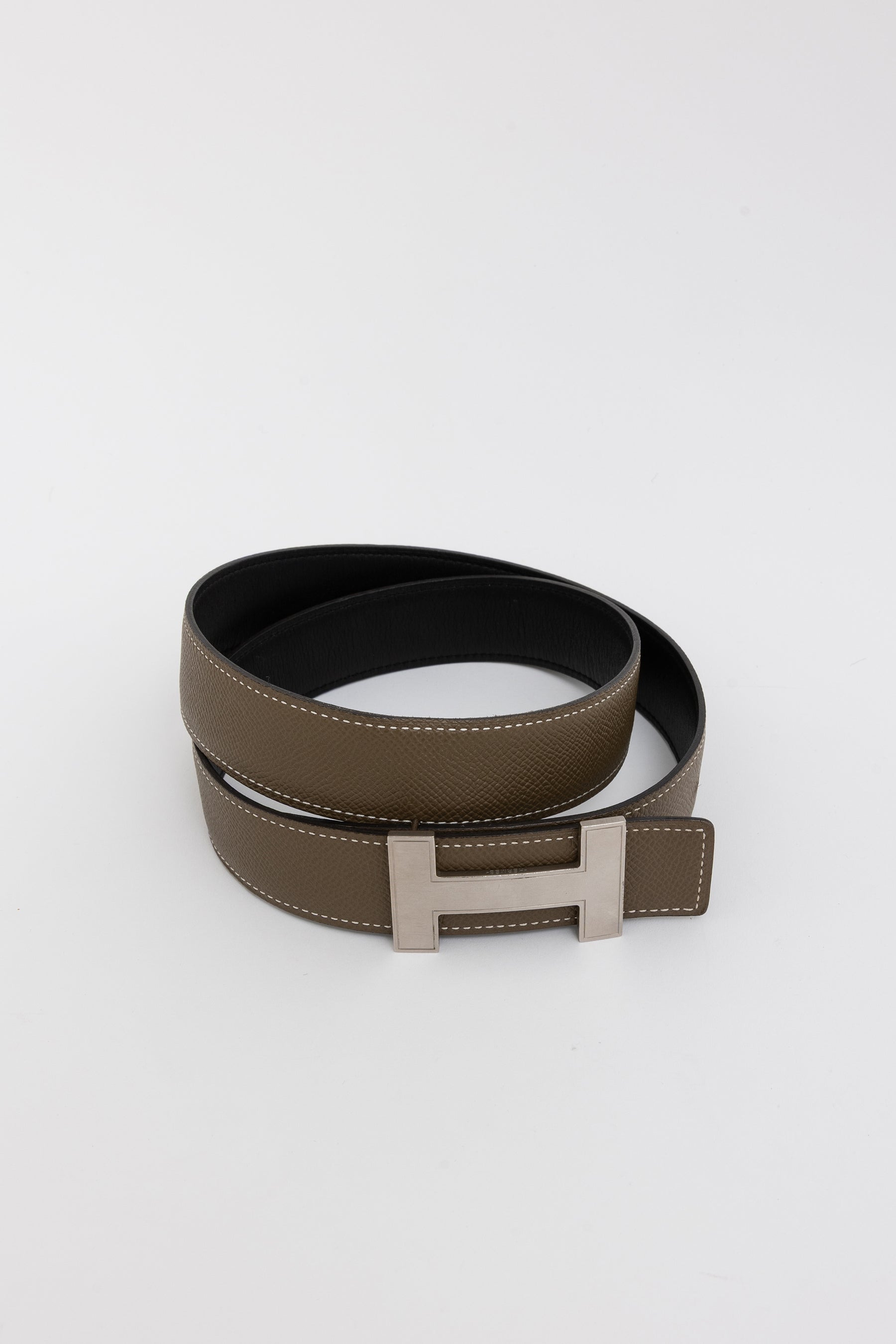 H Belt Buckle & Reversible Leather Strap
