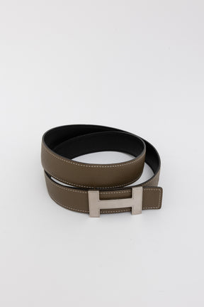 H Belt Buckle & Reversible Leather Strap