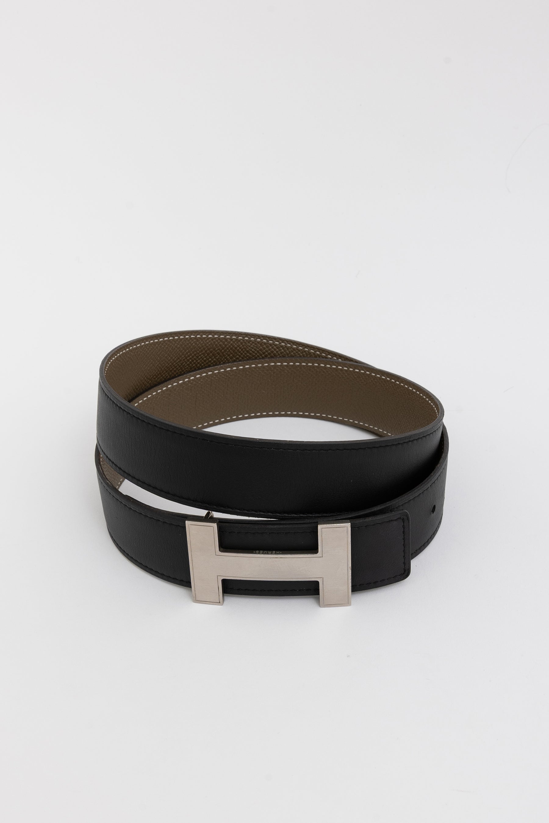 H Belt Buckle & Reversible Leather Strap