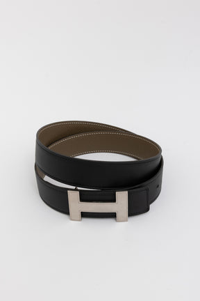 H Belt Buckle & Reversible Leather Strap