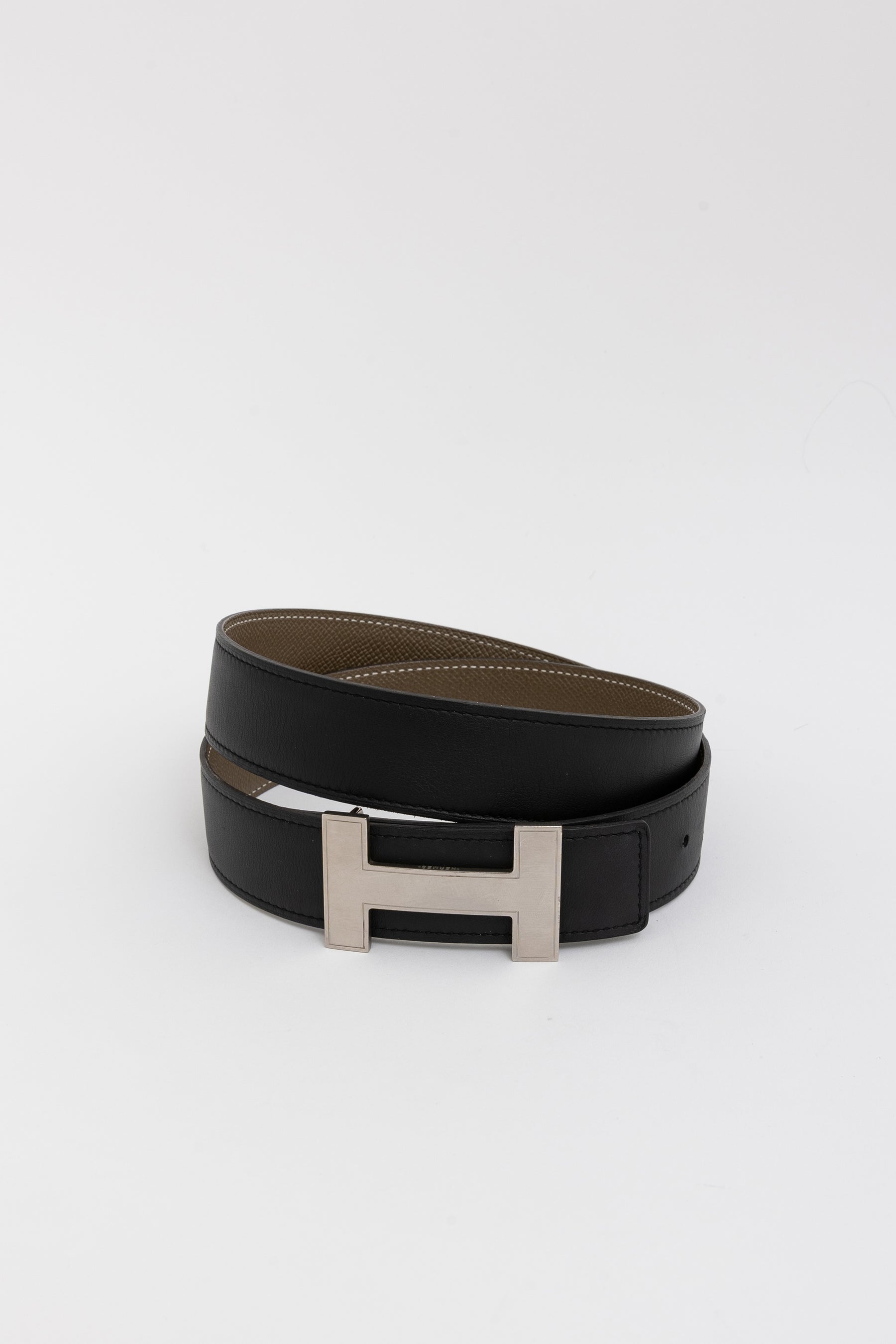 H Belt Buckle & Reversible Leather Strap