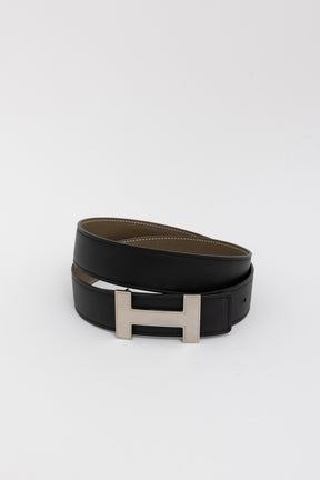 H Belt Buckle & Reversible Leather Strap