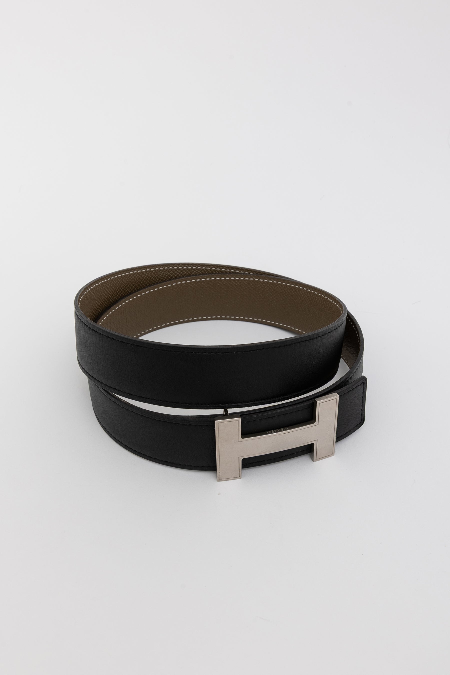 H Belt Buckle & Reversible Leather Strap