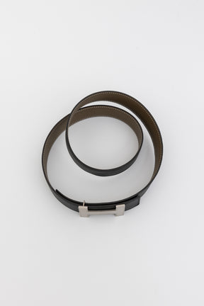 H Belt Buckle & Reversible Leather Strap