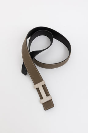 H Belt Buckle & Reversible Leather Strap
