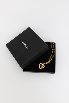 CC Red Gripoix White Heart Necklace