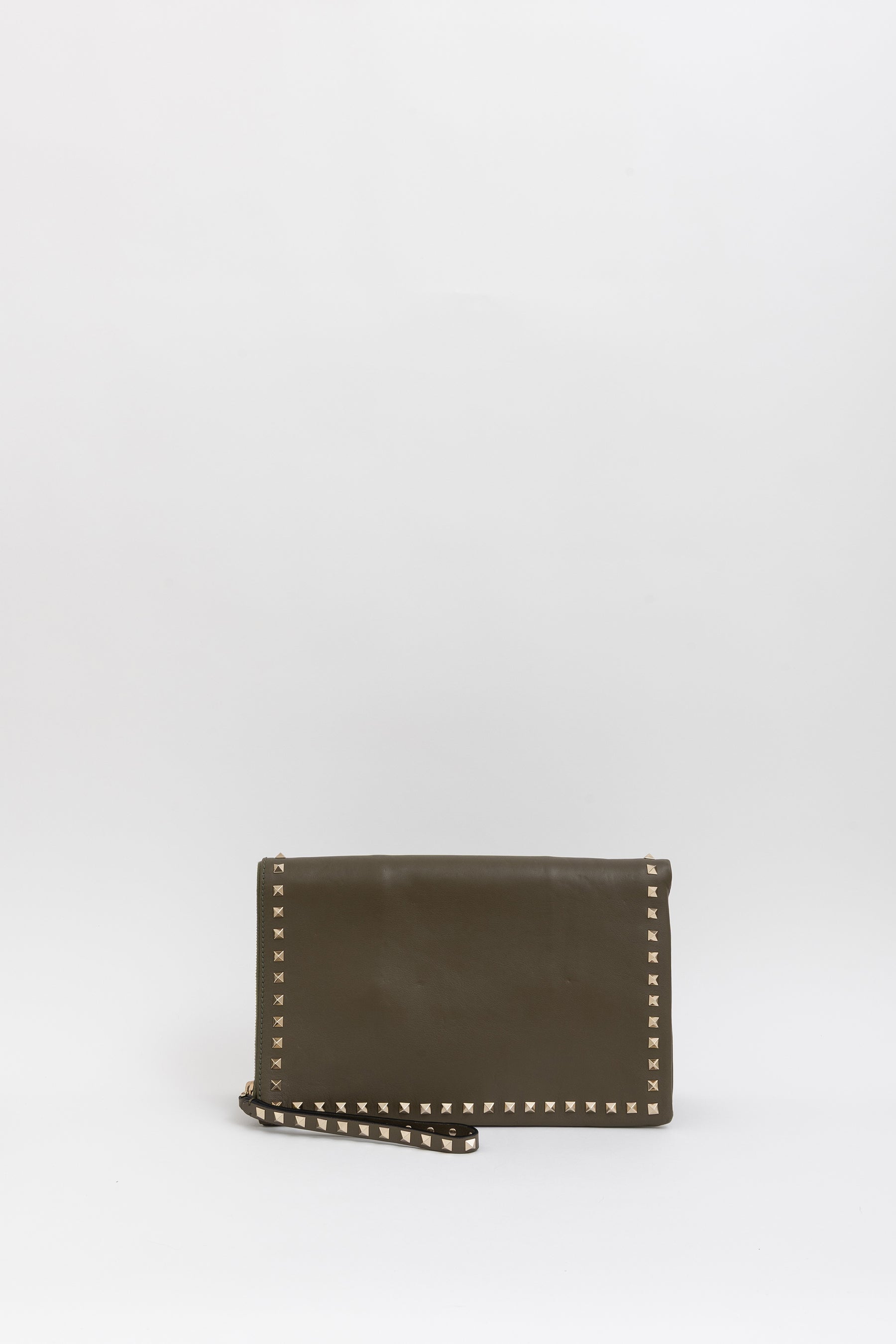 Rockstud Leather Clutch