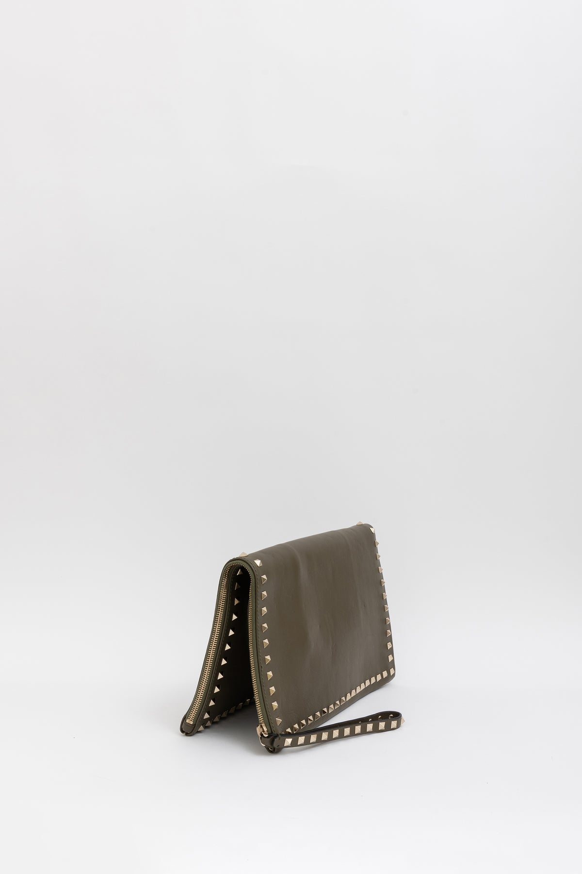 Rockstud Leather Clutch