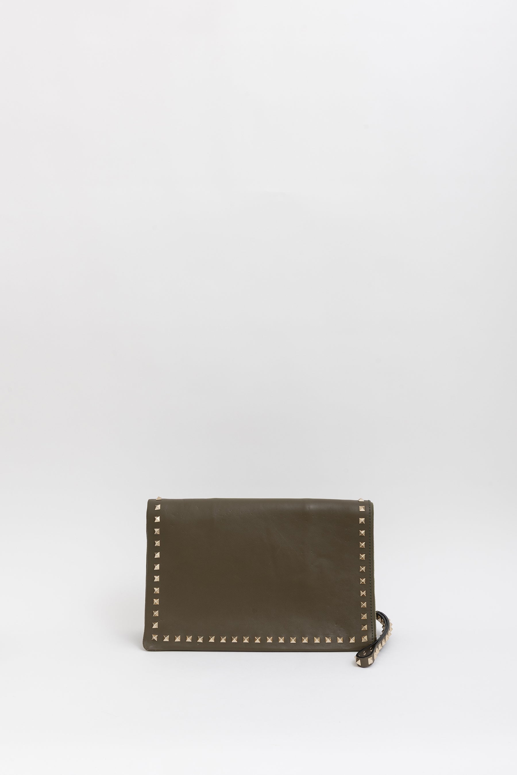 Rockstud Leather Clutch
