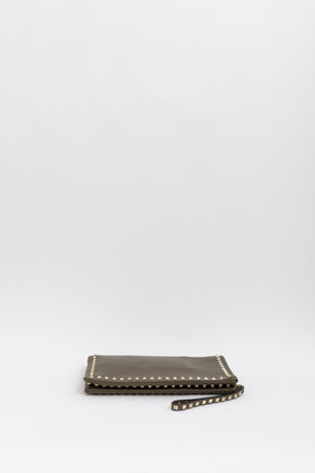 Rockstud Leather Clutch