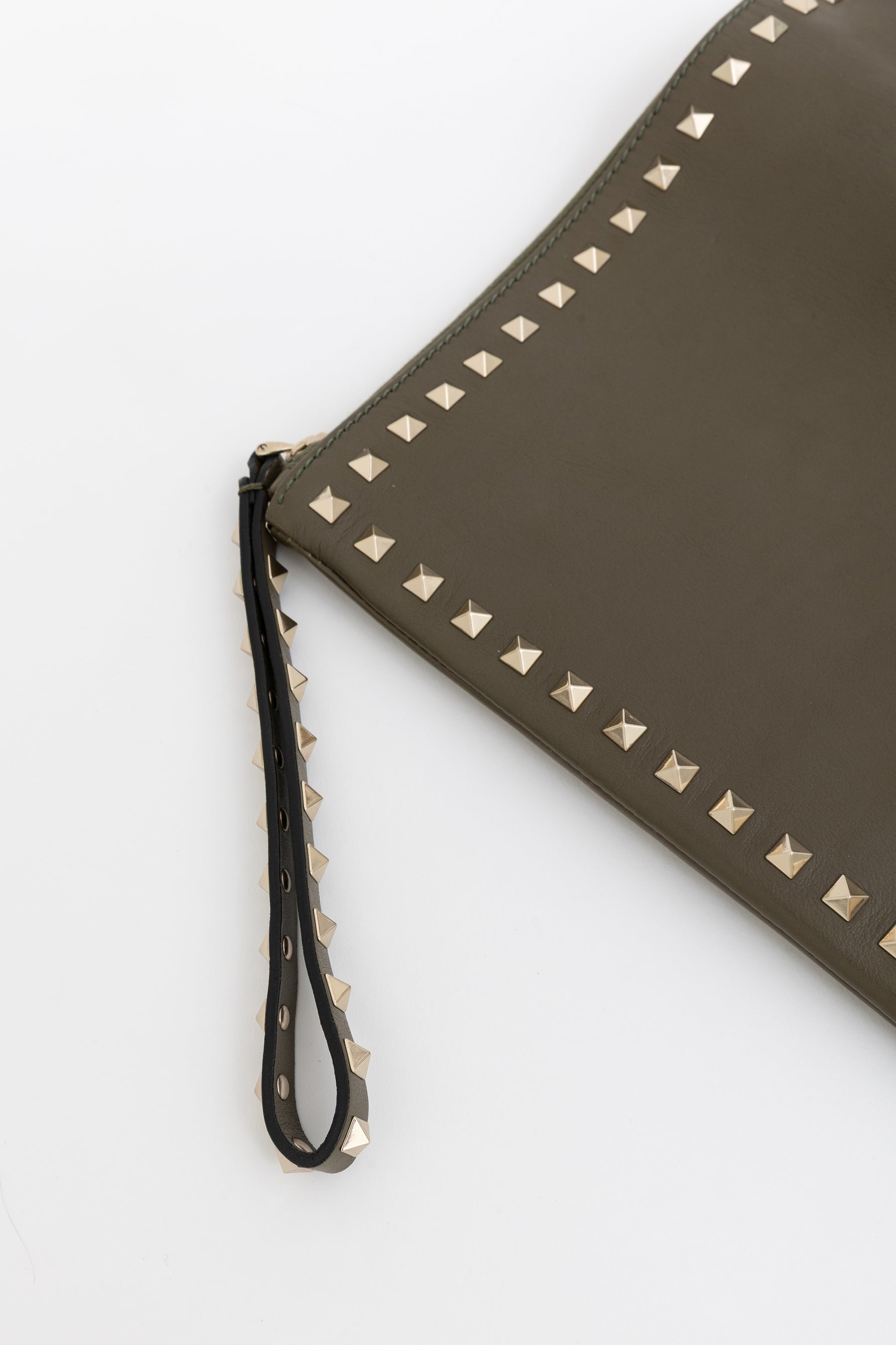 Rockstud Leather Clutch