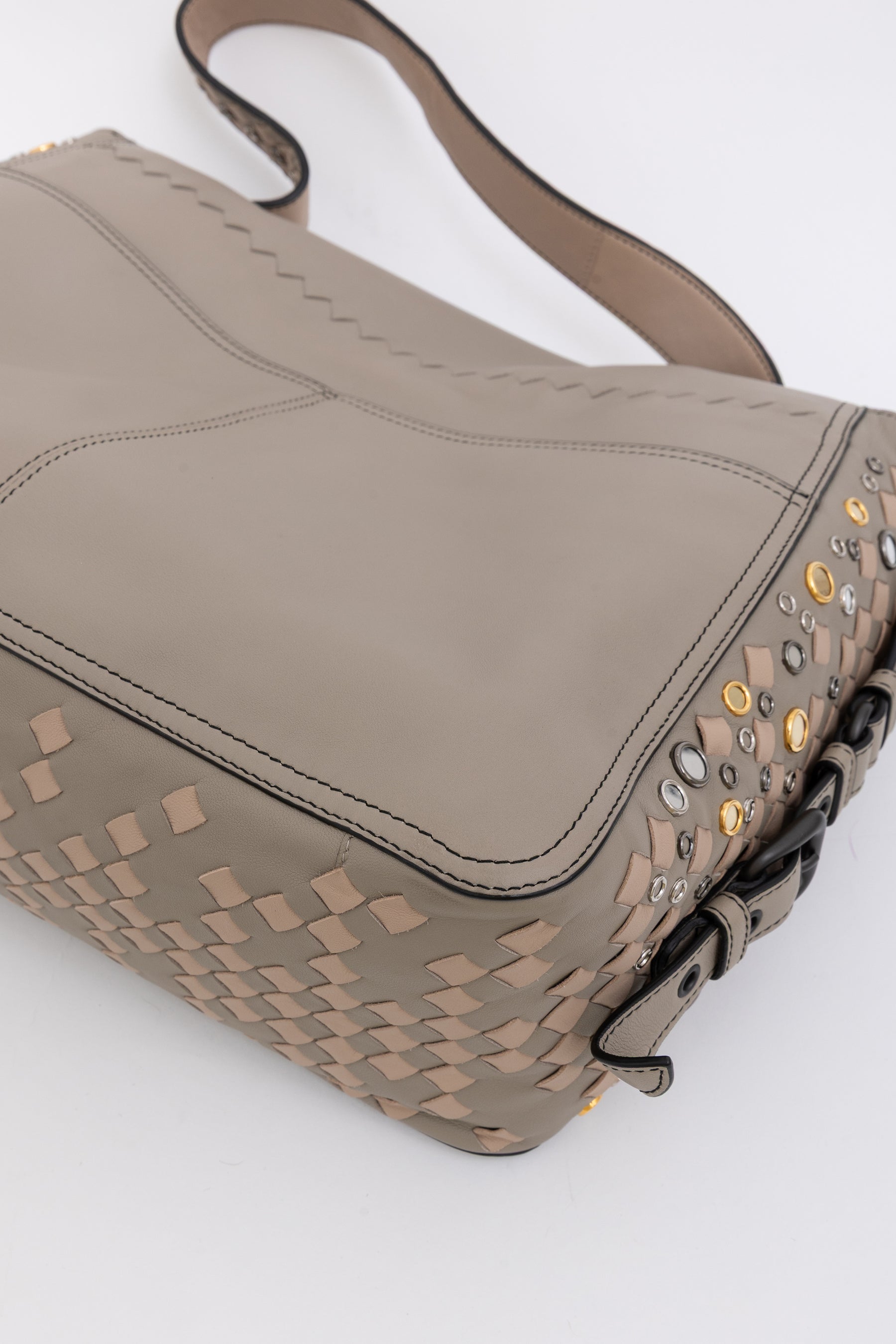 Studded Intrecciato Shoulder Bag