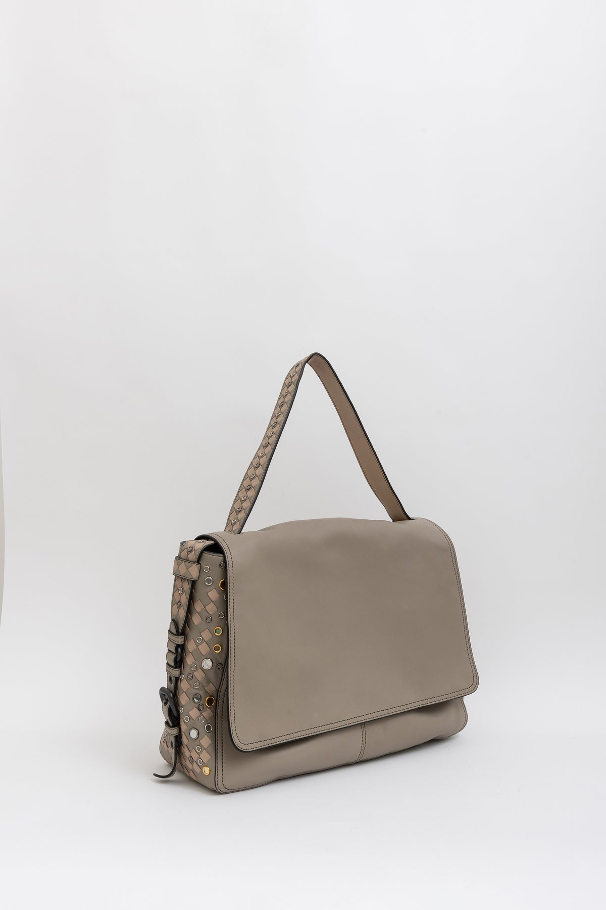 Studded Intrecciato Shoulder Bag