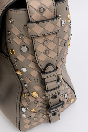 Studded Intrecciato Shoulder Bag