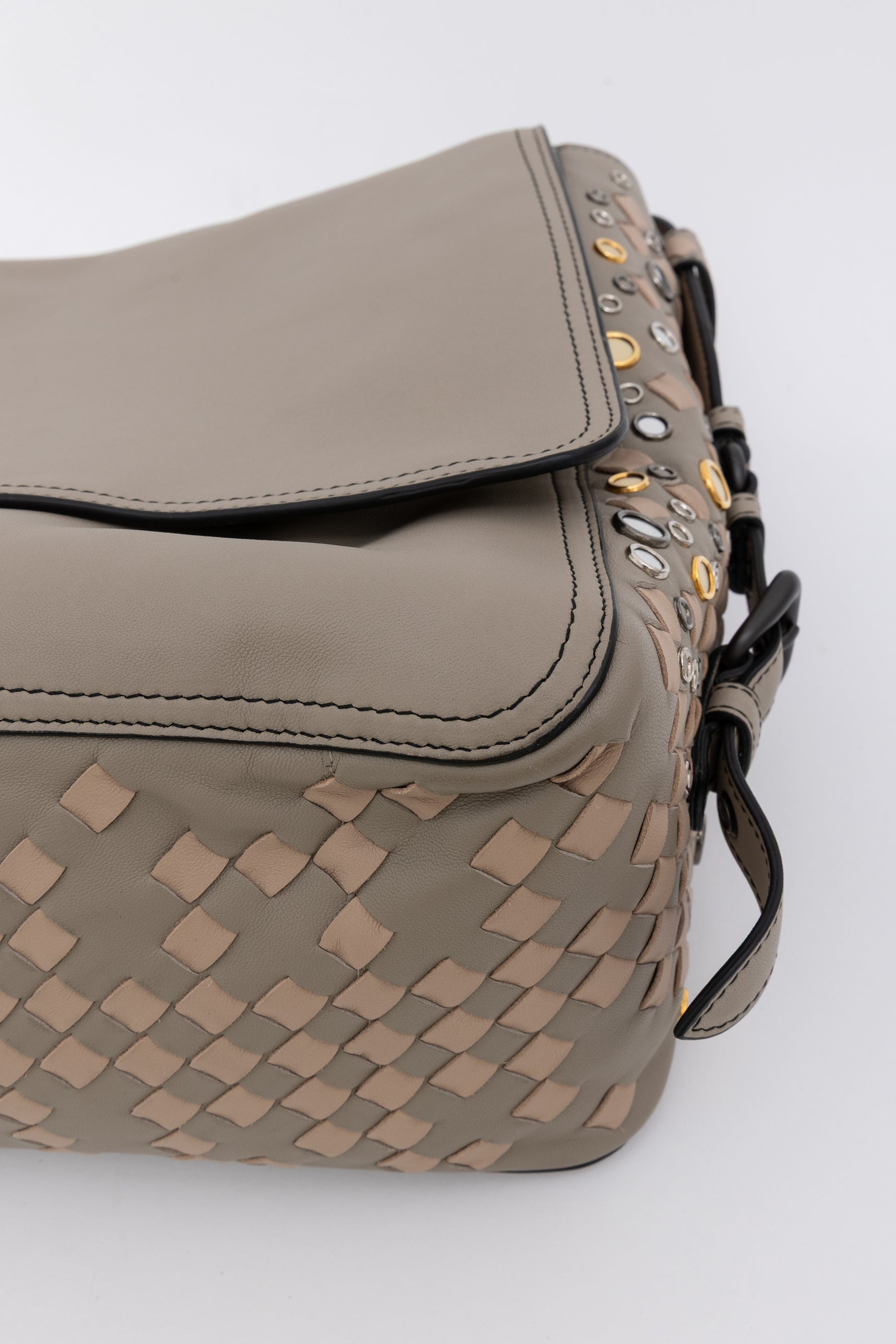 Studded Intrecciato Shoulder Bag