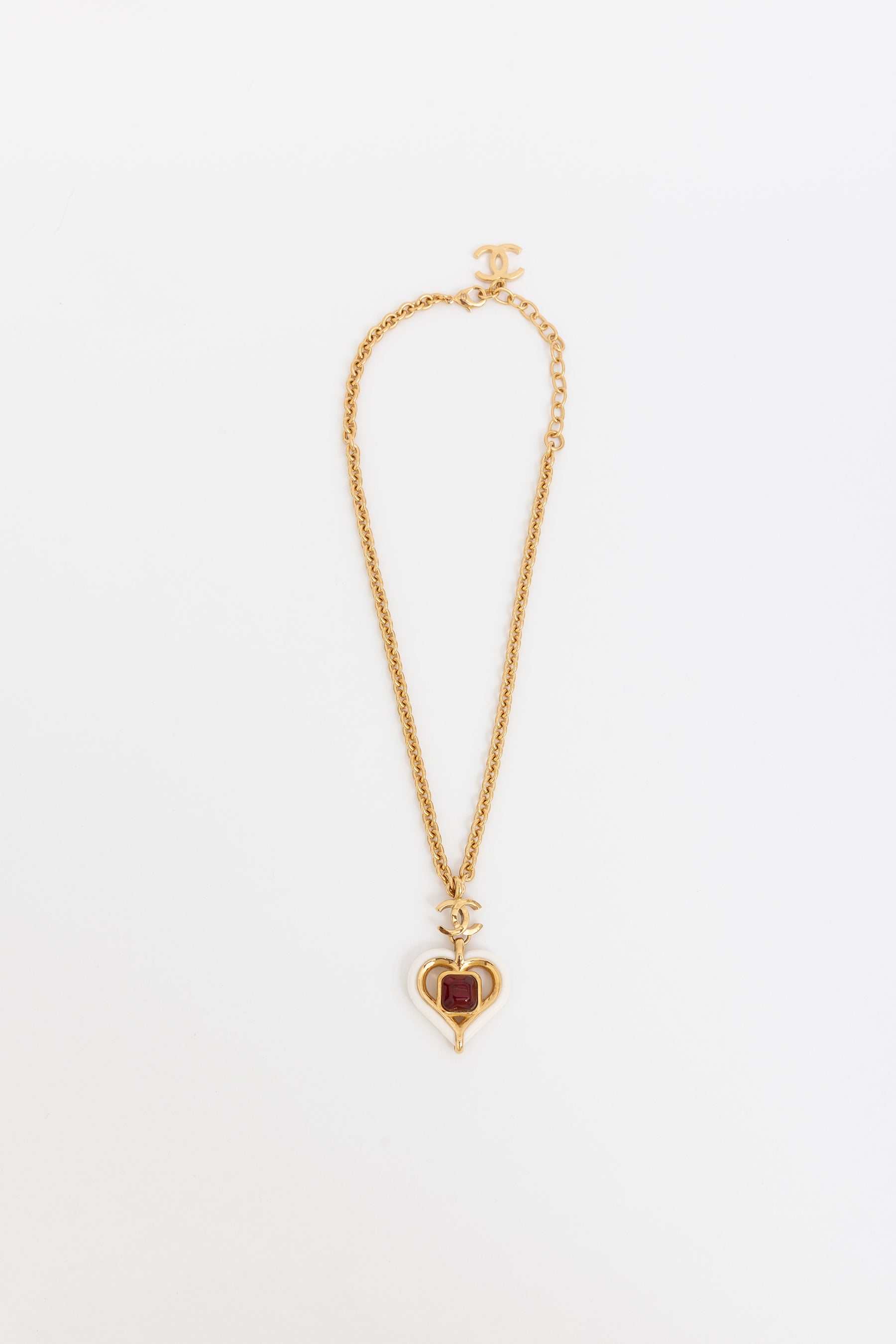CC Red Gripoix White Heart Necklace