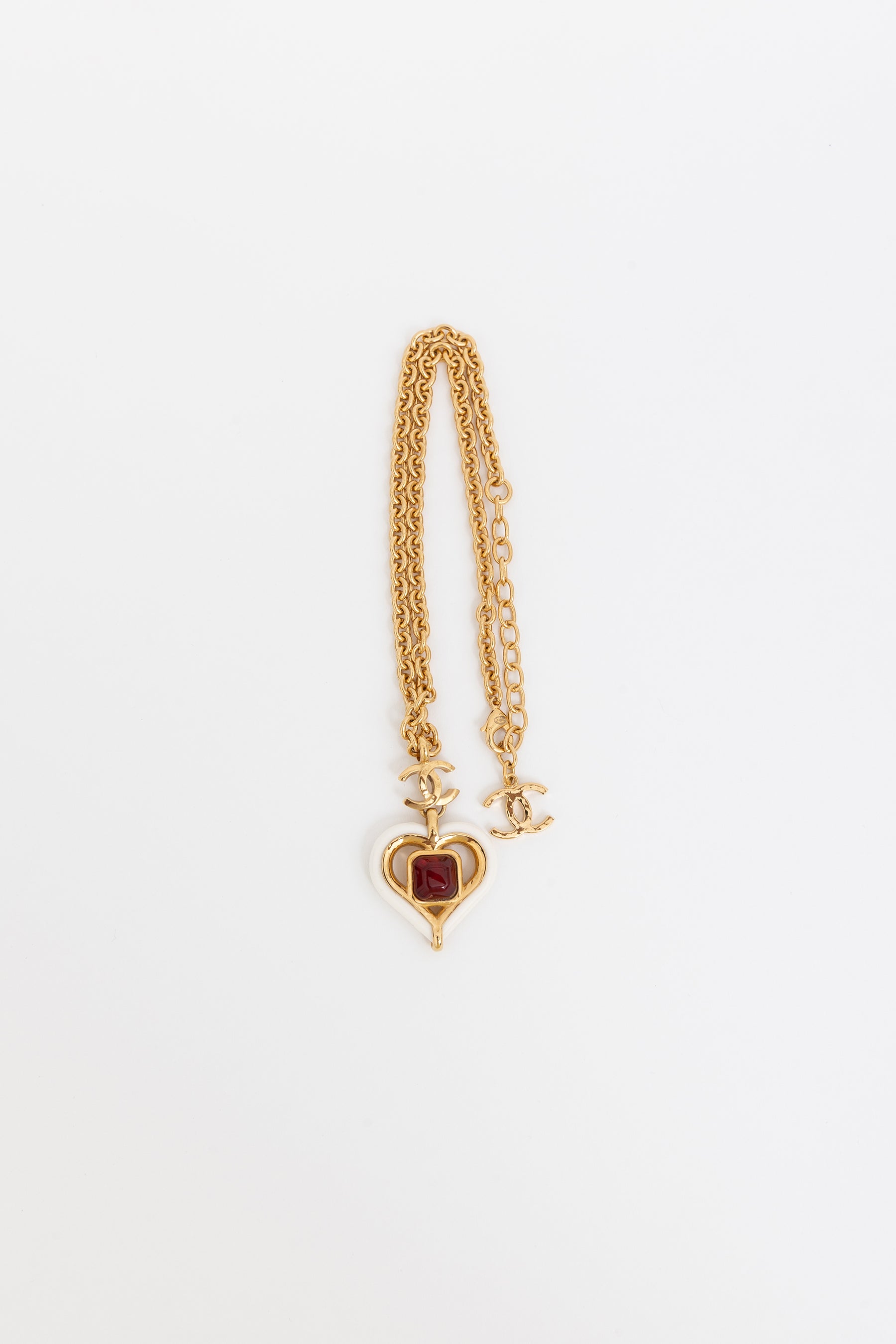CC Red Gripoix White Heart Necklace