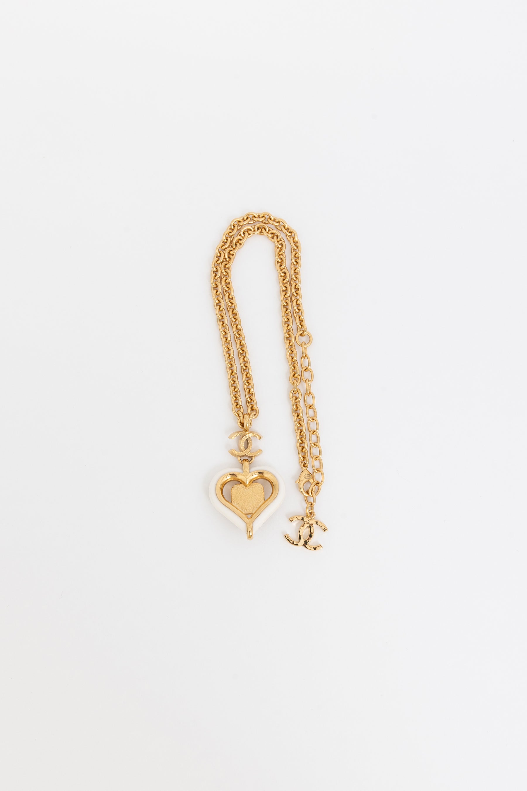 CC Red Gripoix White Heart Necklace