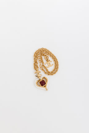 CC Red Gripoix White Heart Necklace