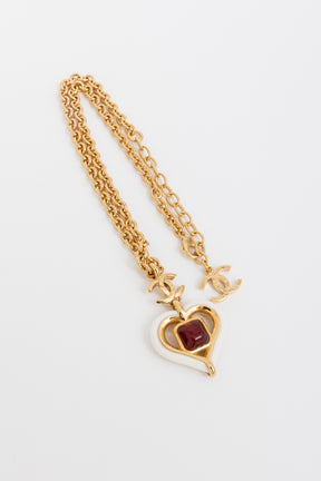 CC Red Gripoix White Heart Necklace
